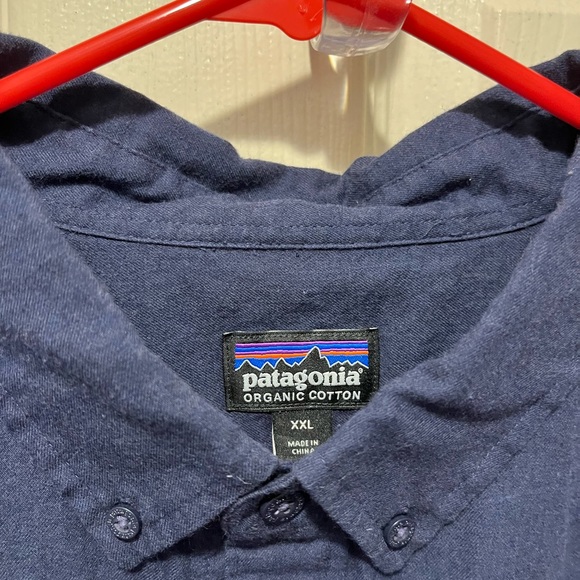 Patagonia Mens Navy Long Sleeve Vjosa River Pima Cotton Shirt size XXL - Picture 3 of 3